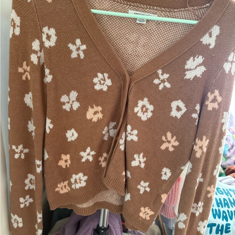 American Eagle Outfitters Brown Floral Women's Sweater